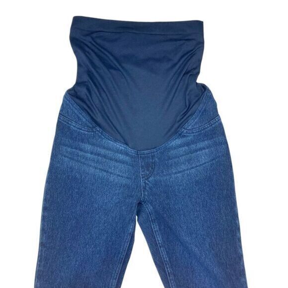 Spanx Mama Maternity Ankle Jeanish Leggings Blue Stretch Comfy Hi Waist Trouser - Picture 3 of 13